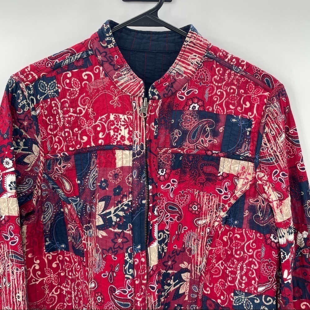 Unique Reversible Red & Blue Patchwork Jacket - image 2